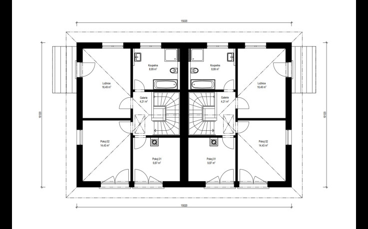 Dřevostavba Duo 3-227