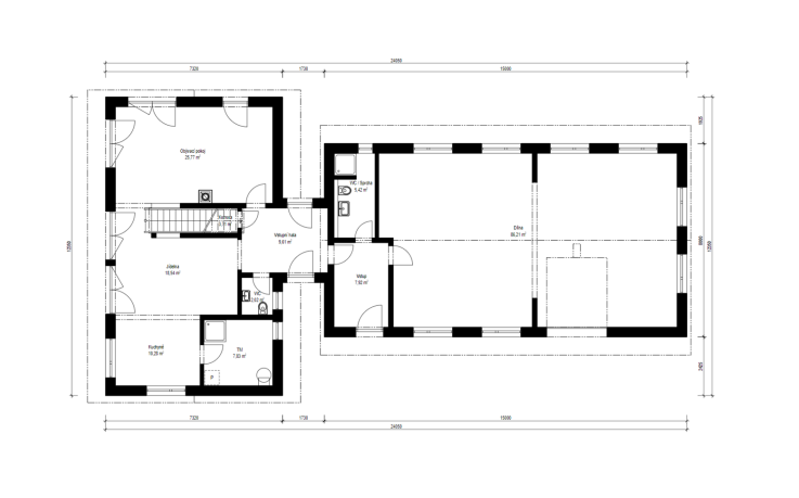 Dřevostavba Patrový dům s dílnou 100 m<sup>2</sup>