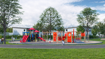 [Park Mirotice. Prémiové novostavby Haas na prodej. Rodinné domy na prodej. Dětské hřiště.]
