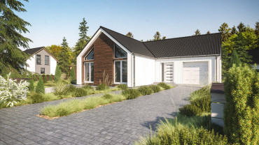 [Bungalov skandinávského stylu se sedlovou střechou]