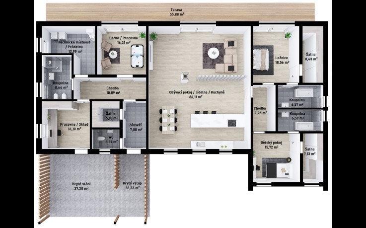 Dřevostavba Individuální bungalov