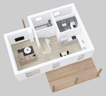 [půdorys přízemí moderního patrového domu ]