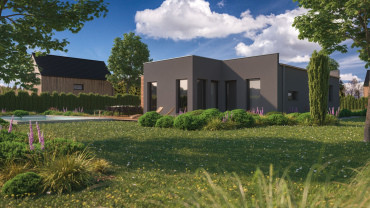 [moderní montovaný dům 4+1 s rovnou střechou]