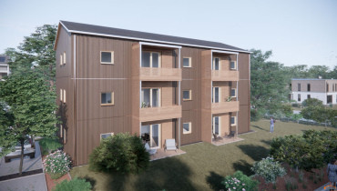 [komerční bydlení, vícepodlažní dřevostavba]