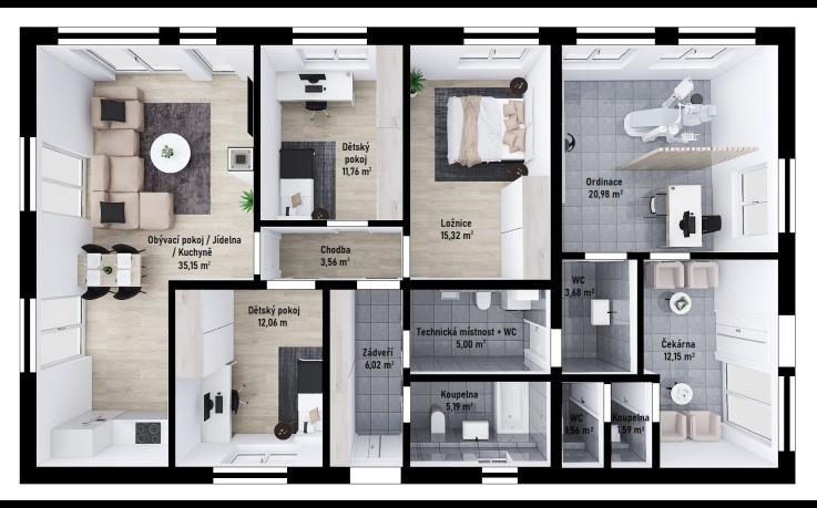 Dřevostavba Bungalov s ordinací