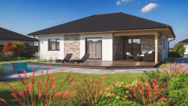 [klasický montovaný dům 4+1 s valbovou střechou a terasou]