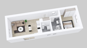 [Dřevostavba s dispozicí 2KK - půdorys]