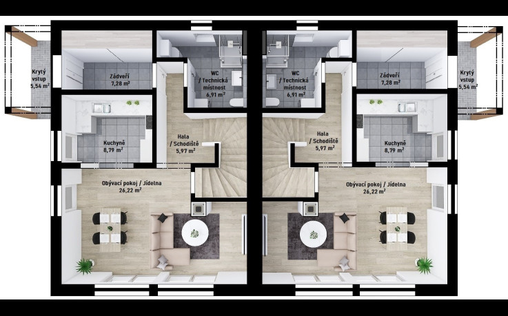 Dřevostavba Duo 3-227