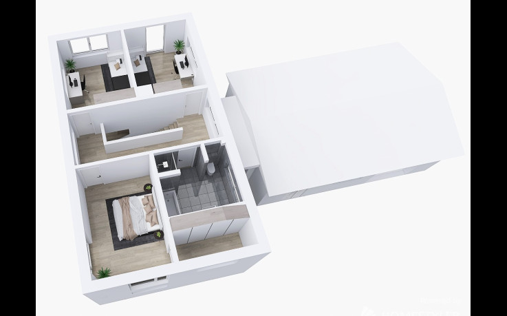 Dřevostavba Patrový dům s dílnou 50 m<sup>2</sup>